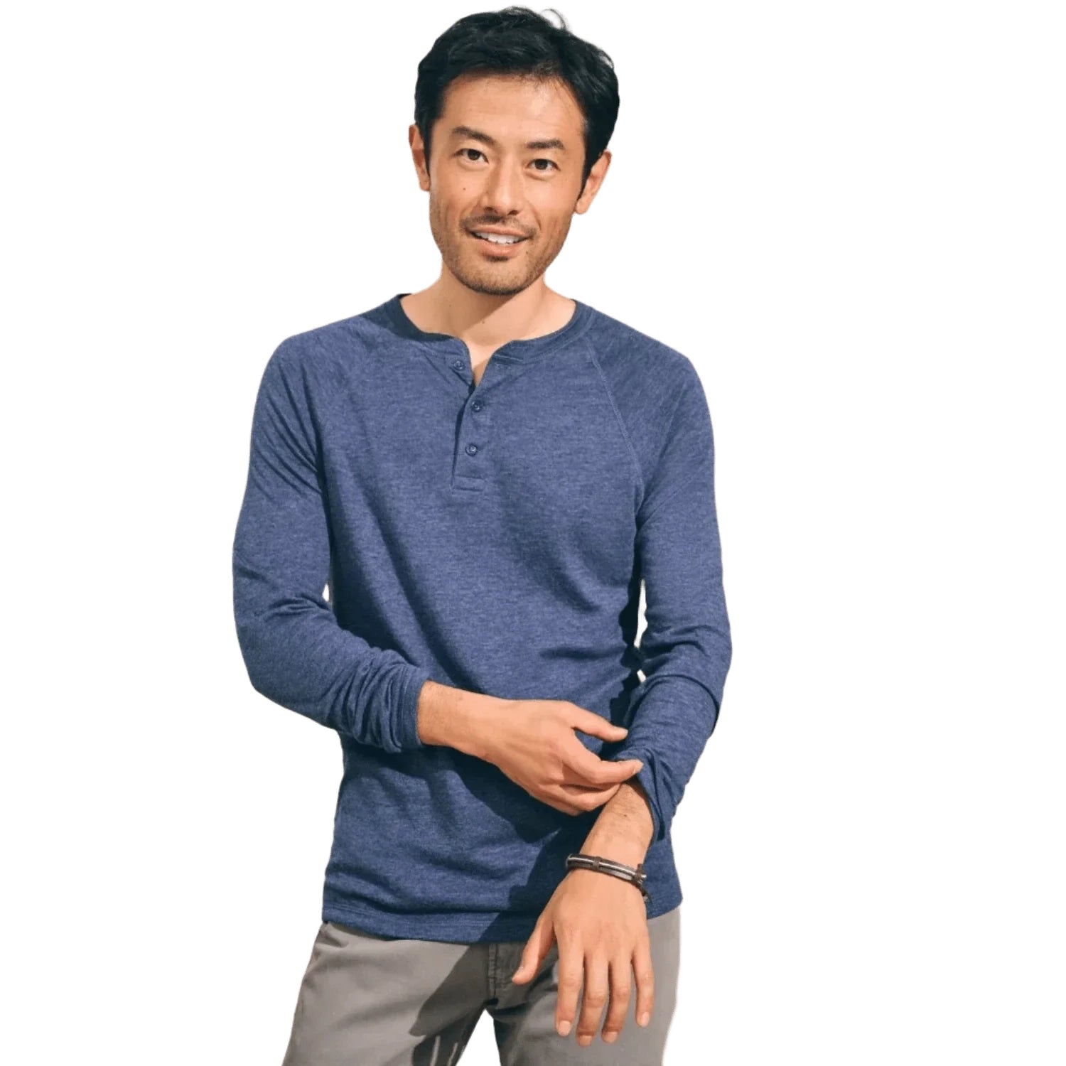 Faherty 01. MENS APPAREL - MENS LS SHIRTS - MENS LS CASUAL Men's Cloud Cotton Long Sleeve Henley NVH NAVY HEATHER