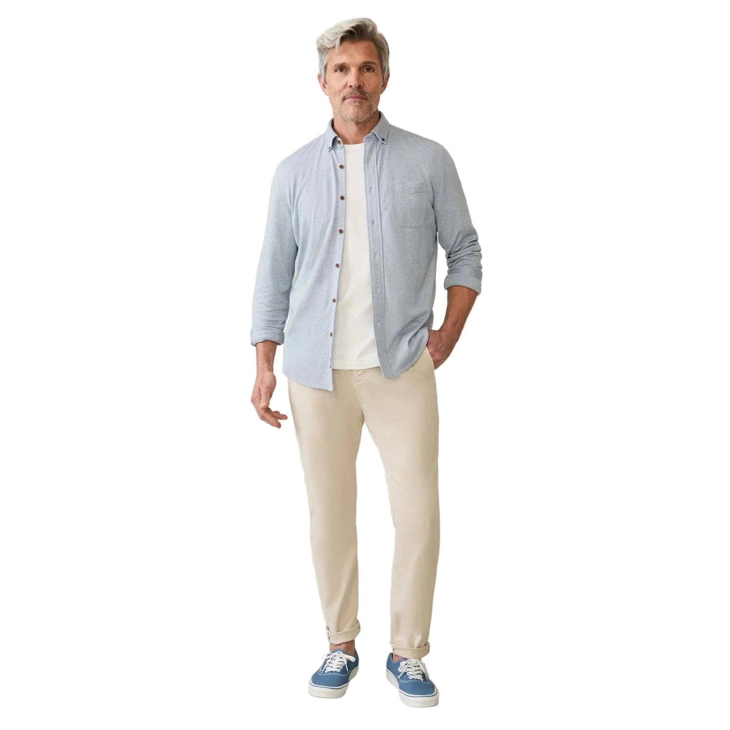Faherty 01. MENS APPAREL - MENS LS SHIRTS - MENS LS BUTTON UP Men's Coastline Knit Shirt OBU OCEANSIDE BLUE