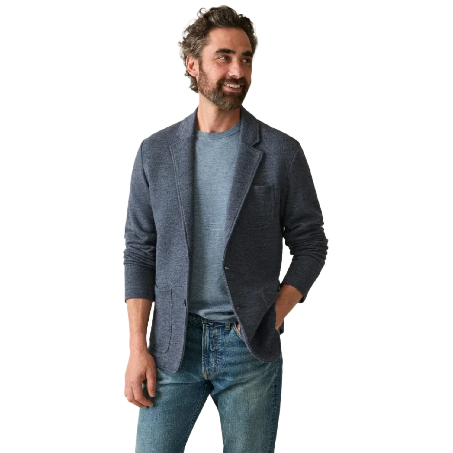 Faherty 01. MENS APPAREL - MENS JACKETS - MENS JACKETS CASUAL Men's Inlet Knit Blazer DNM DEEP NAVY MELANGE