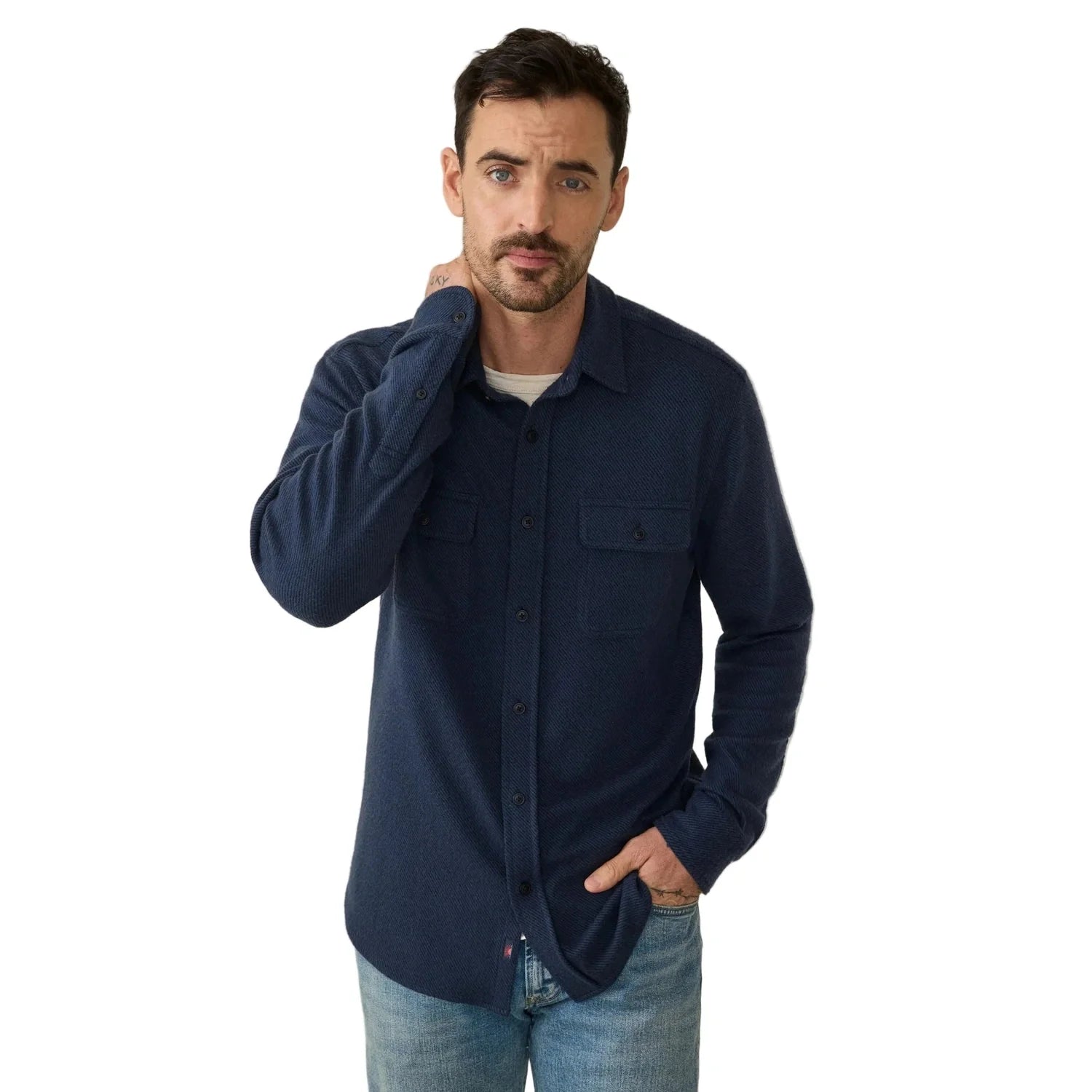 Faherty 01. MENS APPAREL - MENS LS SHIRTS - MENS LS BUTTON UP Men's Legend Sweater Shirt AVT BRIGHTON NAVY TWILL