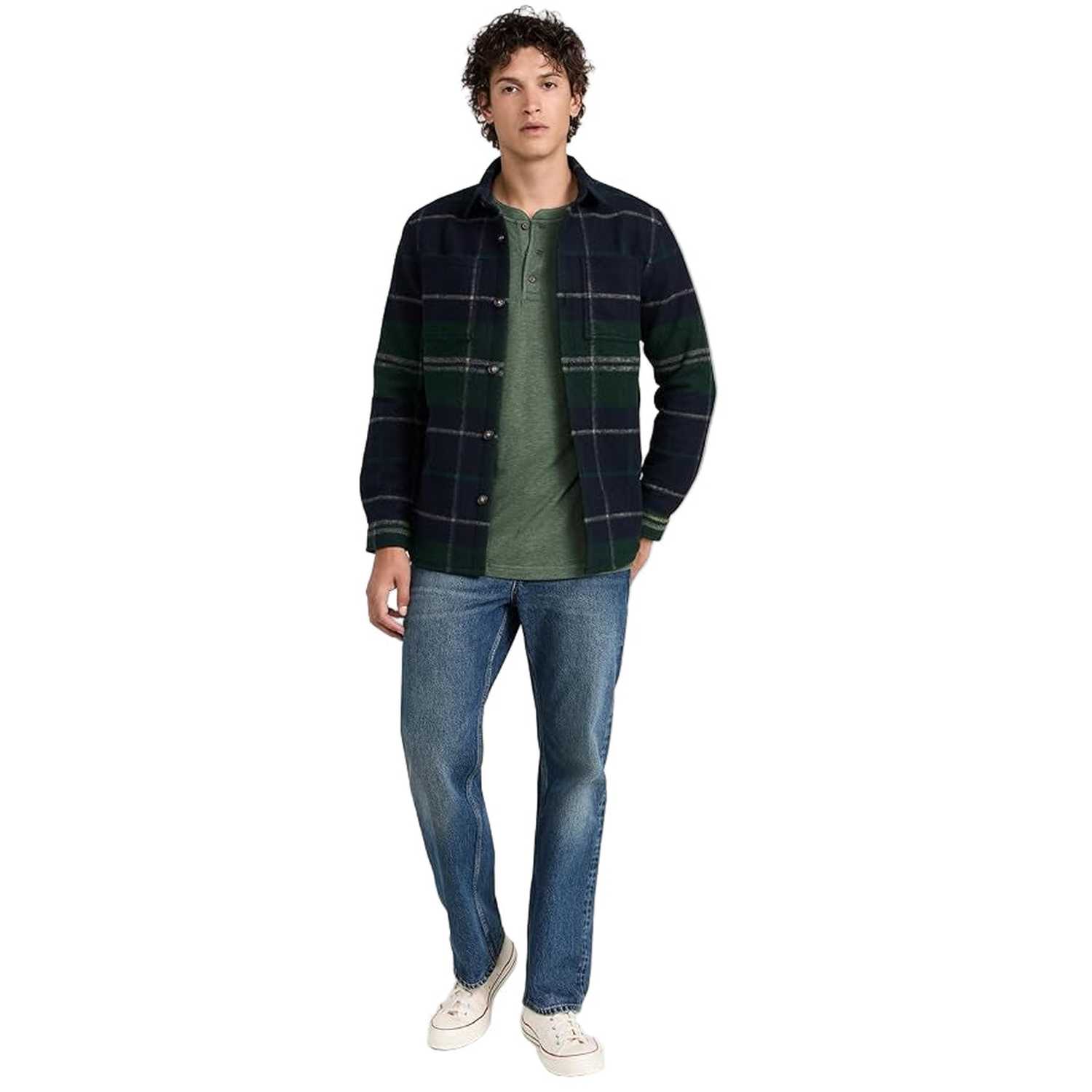 Faherty 01. MENS APPAREL - MENS LS SHIRTS - MENS LS CASUAL Men's Long-Sleeve Cloud Henley DFH DEEP FERN HEATHER