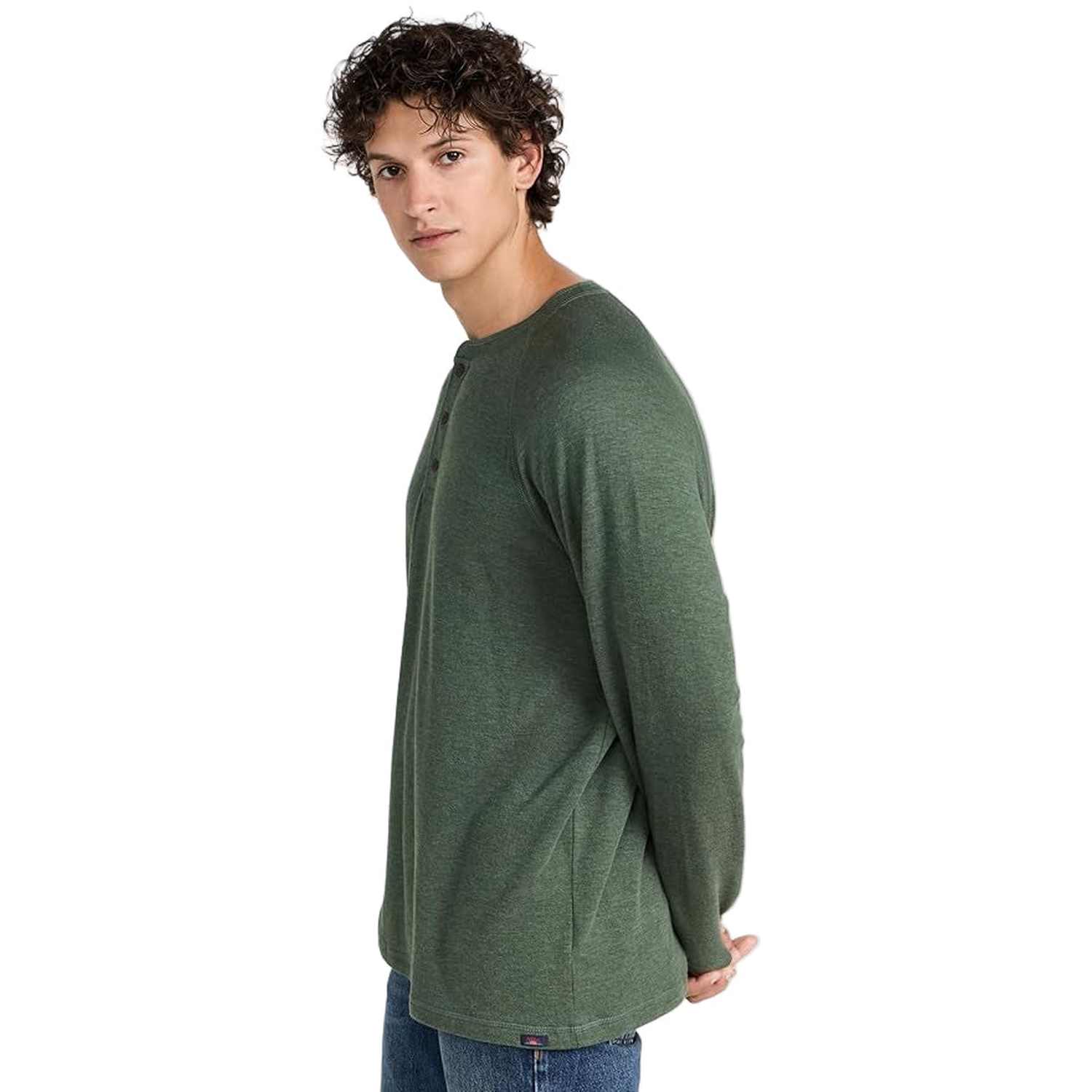 Faherty 01. MENS APPAREL - MENS LS SHIRTS - MENS LS CASUAL Men's Long-Sleeve Cloud Henley DFH DEEP FERN HEATHER