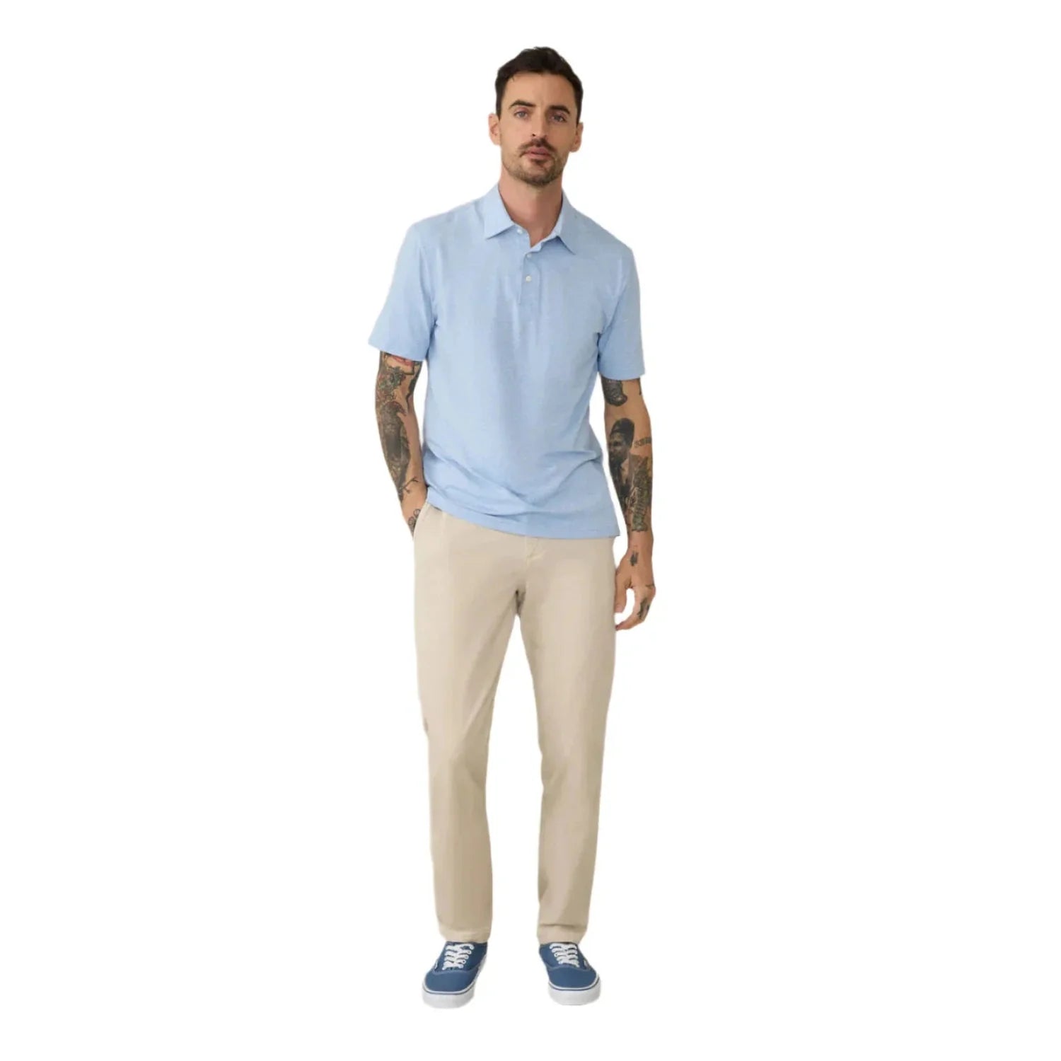 Faherty 01. MENS APPAREL - MENS SS SHIRTS - MENS SS POLO Men's Short-Sleeve Movement™ Polo Shirt CDB CARDIFF BLUE HEATHER