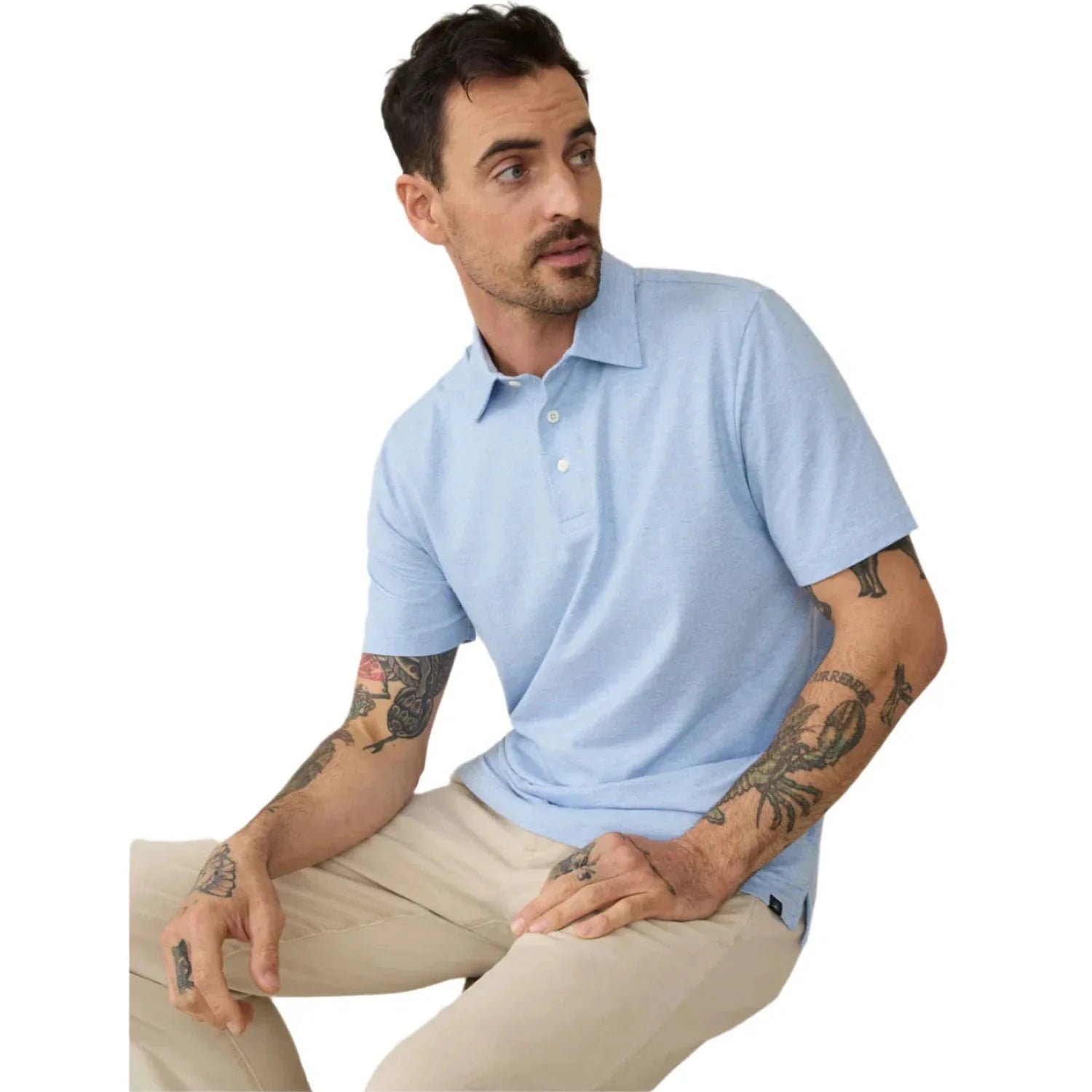 Faherty 01. MENS APPAREL - MENS SS SHIRTS - MENS SS POLO Men's Short-Sleeve Movement™ Polo Shirt CDB CARDIFF BLUE HEATHER