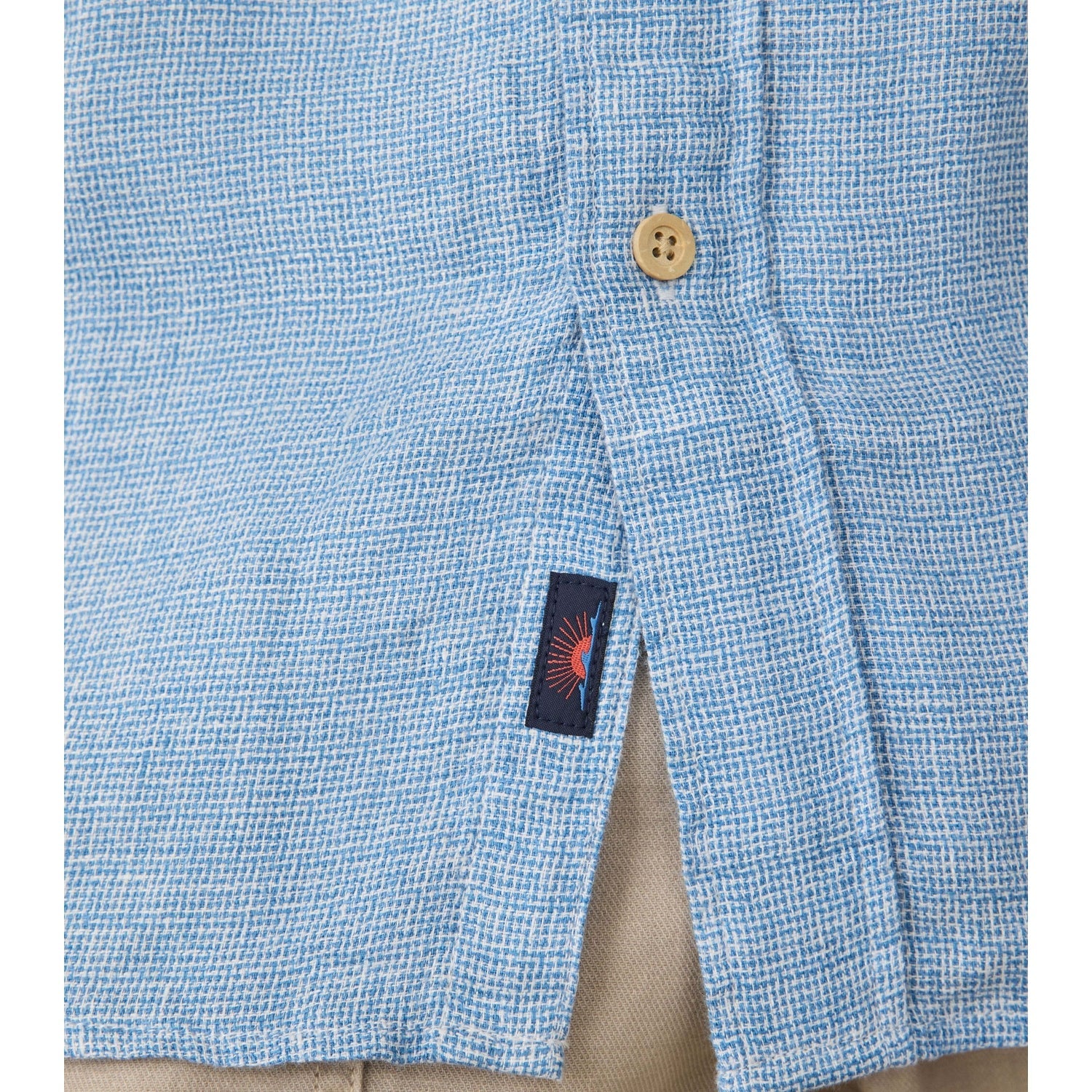 Faherty 01. MENS APPAREL - MENS SS SHIRTS - MENS SS BUTTON UP Men's Short-Sleeve Palma Linen Shirt BBV BLUE BASKETWEAVE