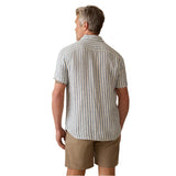 Faherty 01. MENS APPAREL - MENS SS SHIRTS - MENS SS BUTTON UP Men's Short-Sleeve Palma Linen Shirt HIV HORIZON IVORY STRIPE