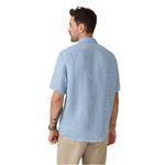 Faherty 01. MENS APPAREL - MENS SS SHIRTS - MENS SS BUTTON UP Men's Short-Sleeve Palma Linen Shirt BBV BLUE BASKETWEAVE