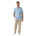 Faherty 01. MENS APPAREL - MENS SS SHIRTS - MENS SS BUTTON UP Men's Short-Sleeve Palma Linen Shirt BBV BLUE BASKETWEAVE