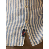 Faherty 01. MENS APPAREL - MENS SS SHIRTS - MENS SS BUTTON UP Men's Short-Sleeve Palma Linen Shirt HIV HORIZON IVORY STRIPE