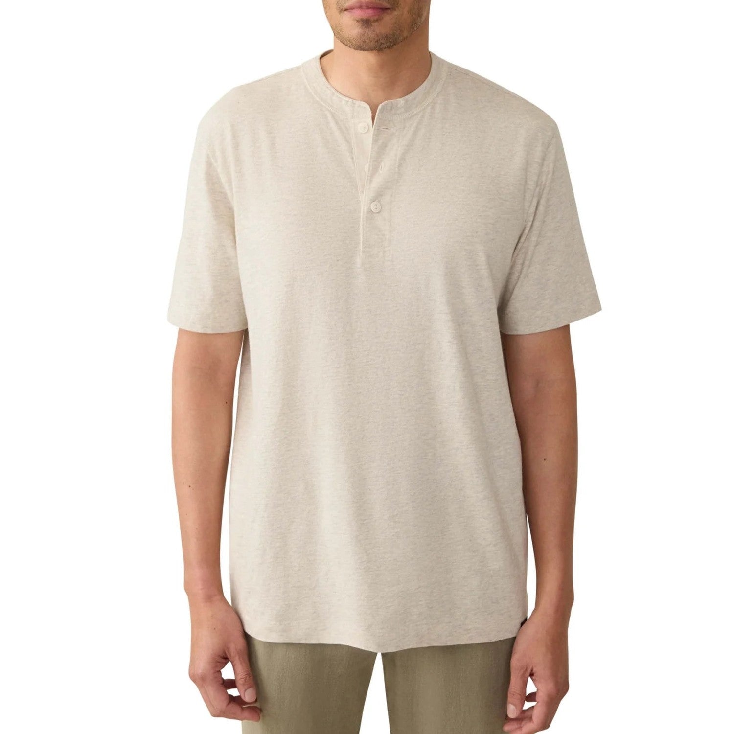 Faherty 01. MENS APPAREL - MENS SS SHIRTS - MENS SS CASUAL Men's Short-Sleeve Sunwashed Henley IDU ISLAND DUNE HEATHER