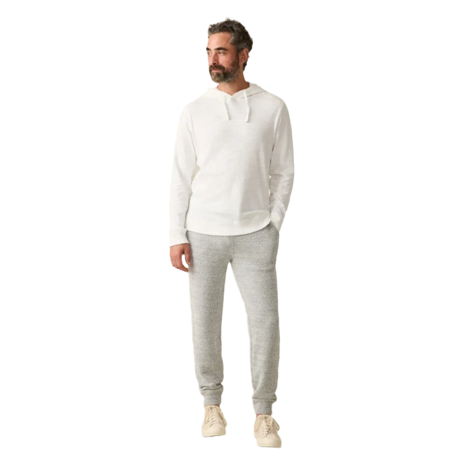 Faherty 01. MENS APPAREL - MENS LS SHIRTS - MENS LS HOODY Men's Sun-washed Slub Hoodie WHT WHITE