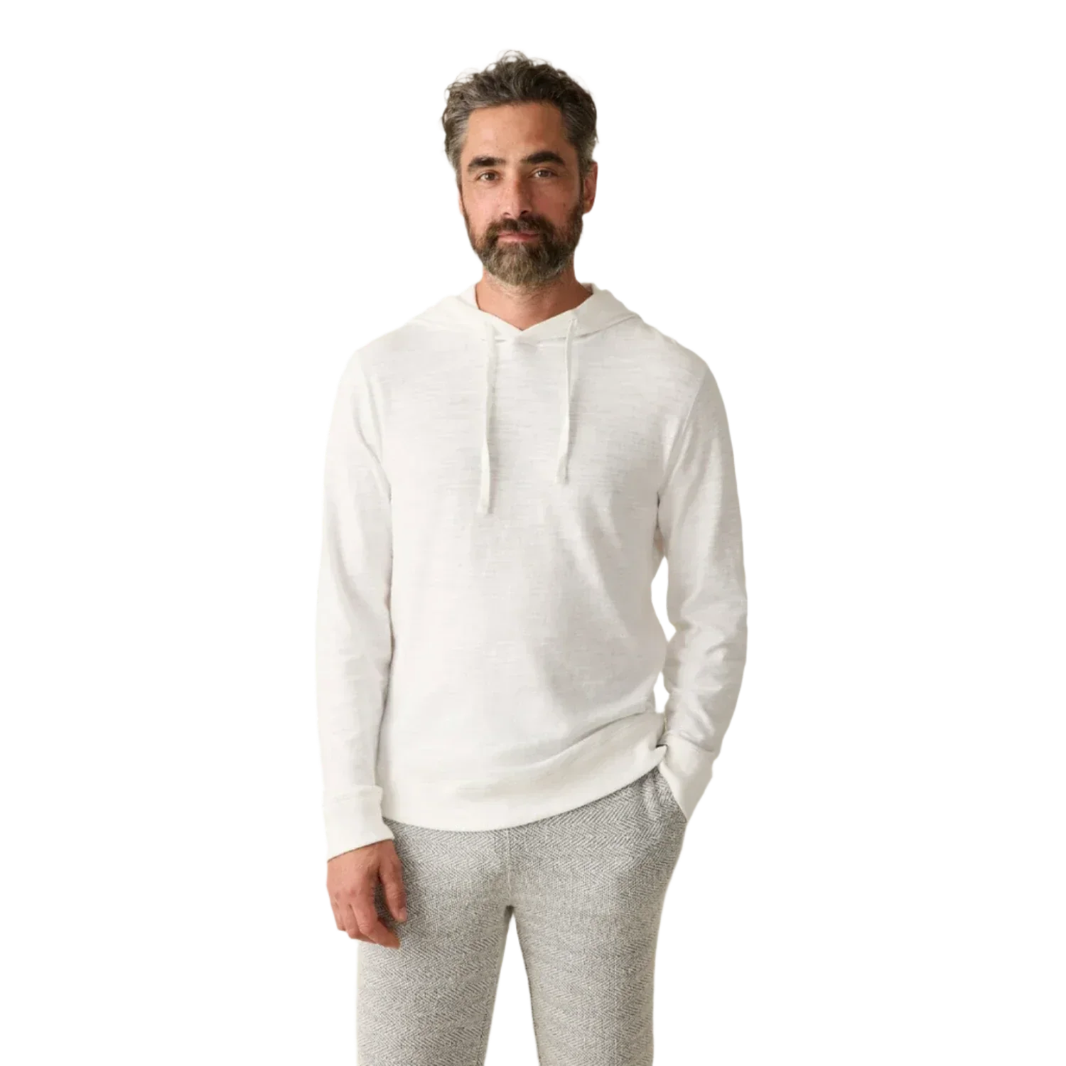 Faherty 01. MENS APPAREL - MENS LS SHIRTS - MENS LS HOODY Men's Sun-washed Slub Hoodie WHT WHITE