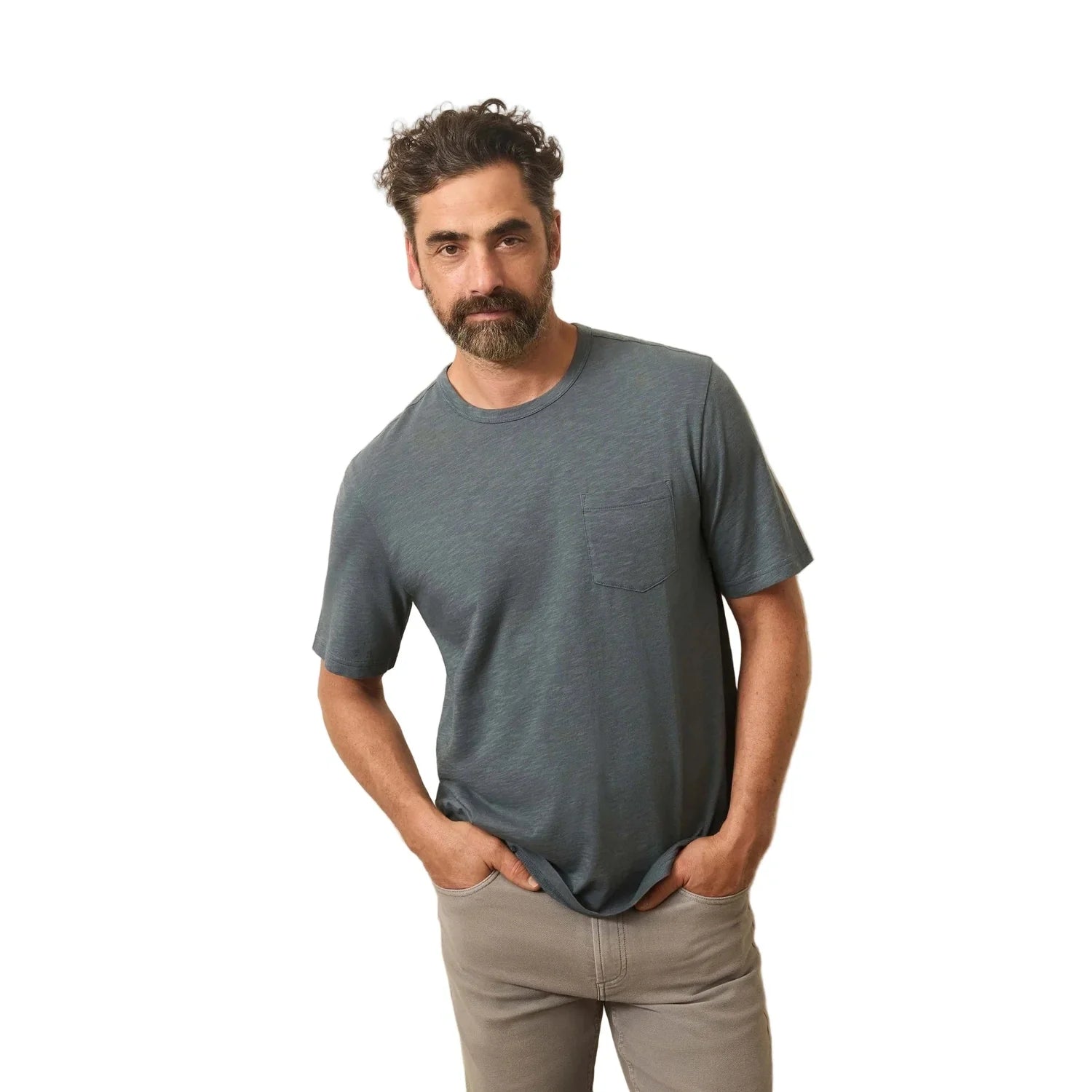 Faherty 01. MENS APPAREL - MENS SS SHIRTS - MENS SS CASUAL Men's Sunwashed Pocket Tee RUW ROUGH WATERS