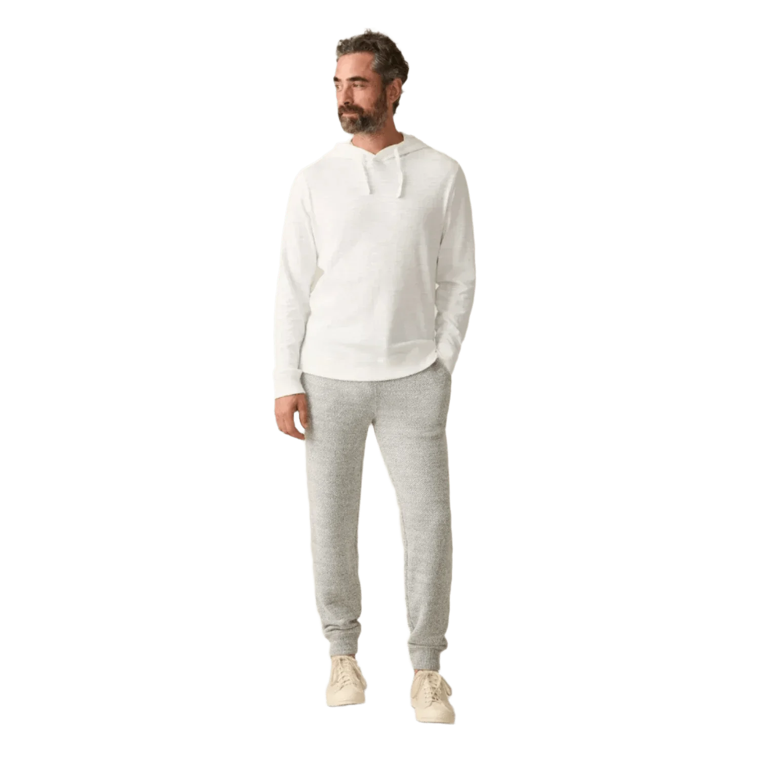 Faherty 01. MENS APPAREL - MENS LS SHIRTS - MENS LS HOODY Men's Sunwashed Slub Hoodie WHT WHITE