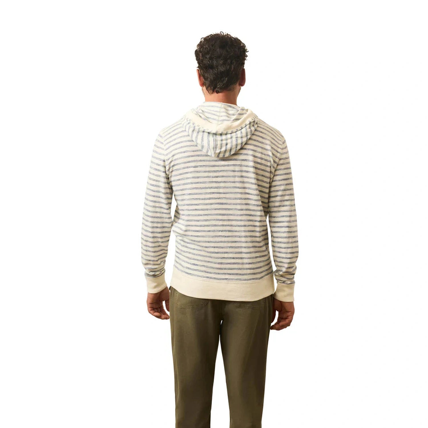 Faherty 01. MENS APPAREL - MENS LS SHIRTS - MENS LS HOODY Men's Sunwashed Slub Hoodie PNI PEARL OCEAN STRIPE