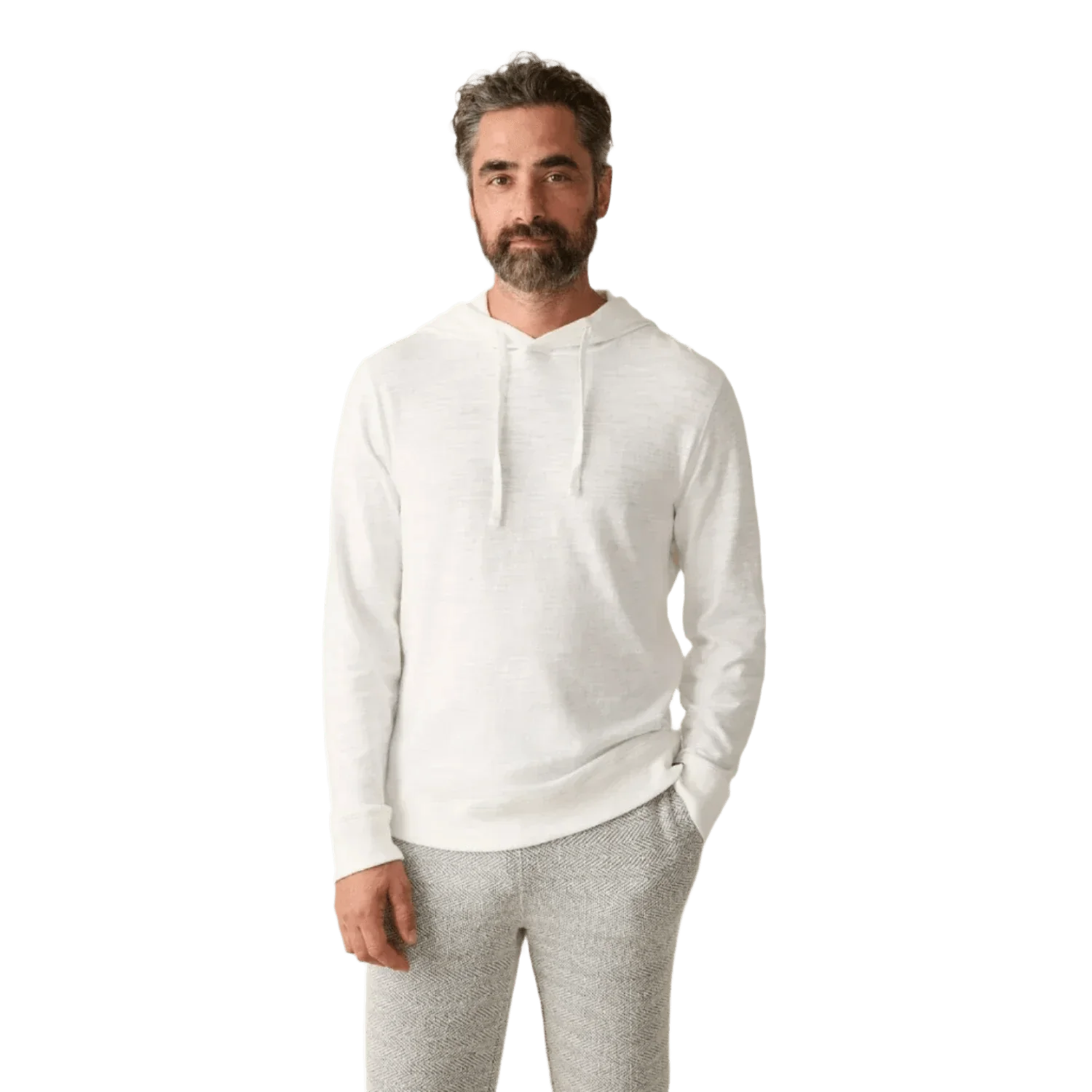 Faherty 01. MENS APPAREL - MENS LS SHIRTS - MENS LS HOODY Men's Sunwashed Slub Hoodie WHT WHITE