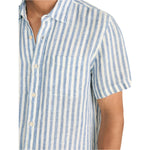 Faherty 01. MENS APPAREL - MENS SS SHIRTS - MENS SS BUTTON UP Short-Sleeve Palma Linen Shirt HIV HORIZON IVORY STRIPE