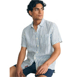 Faherty 01. MENS APPAREL - MENS SS SHIRTS - MENS SS BUTTON UP Short-Sleeve Palma Linen Shirt HIV HORIZON IVORY STRIPE