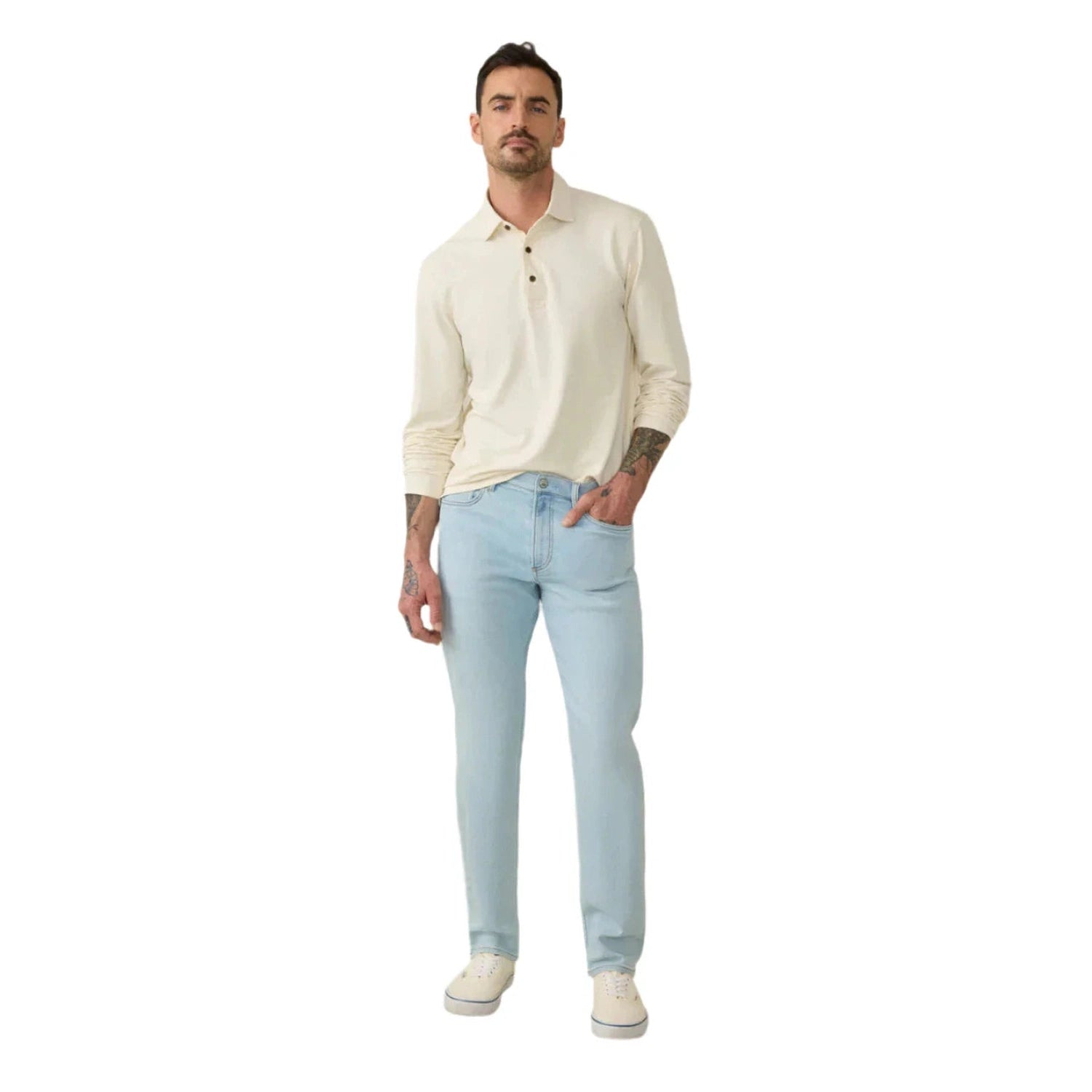 Faherty 01. MENS APPAREL - MENS PANTS - MENS PANTS CASUAL Stretch Terry Indigo 5 Pocket RRB RIVERBEND WASH