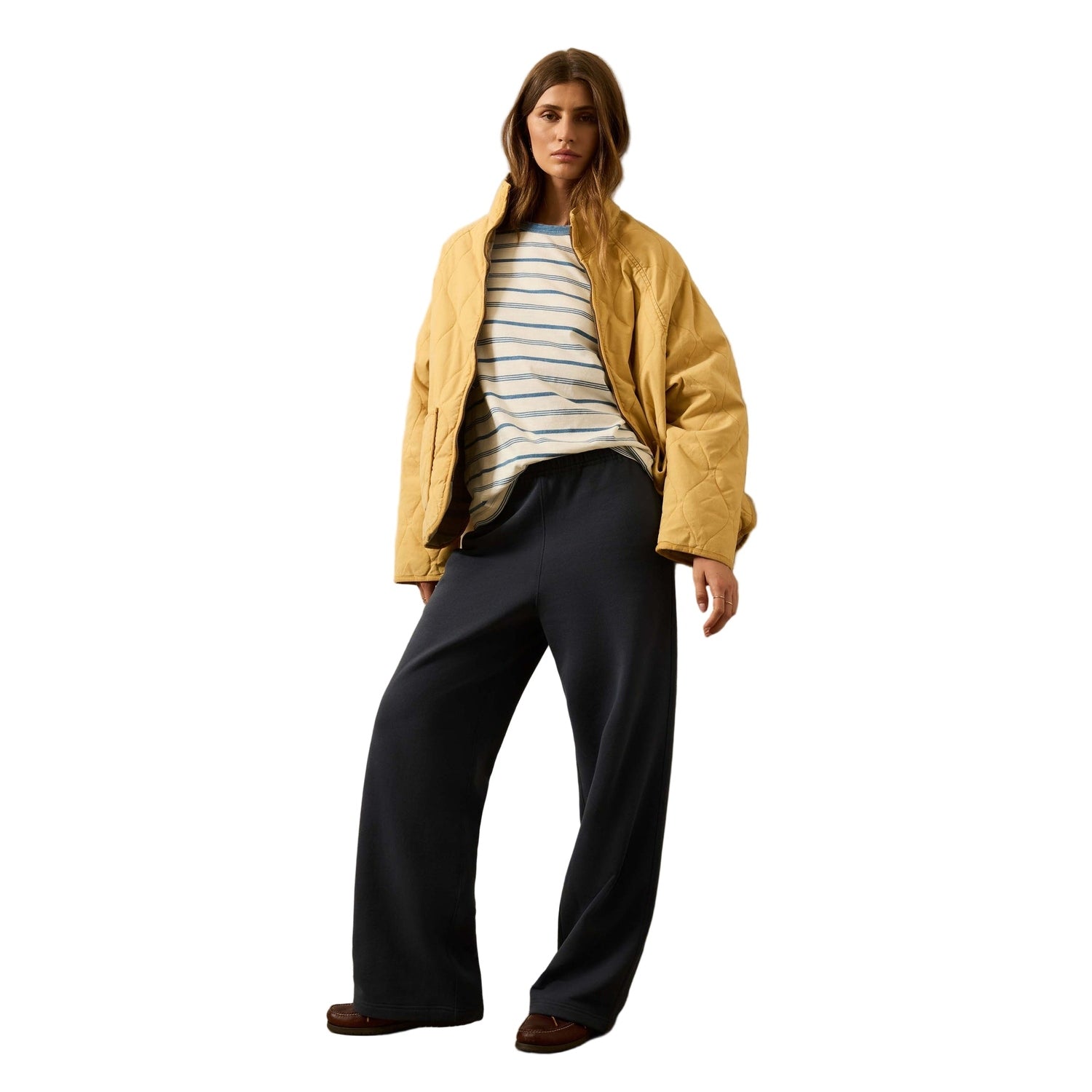 Faherty 02. WOMENS APPAREL - WOMENS PANTS - WOMENS PANTS LOUNGE Women's High Standard Fleece Wide Leg Sweatpant BLN BLUE NIGHTS