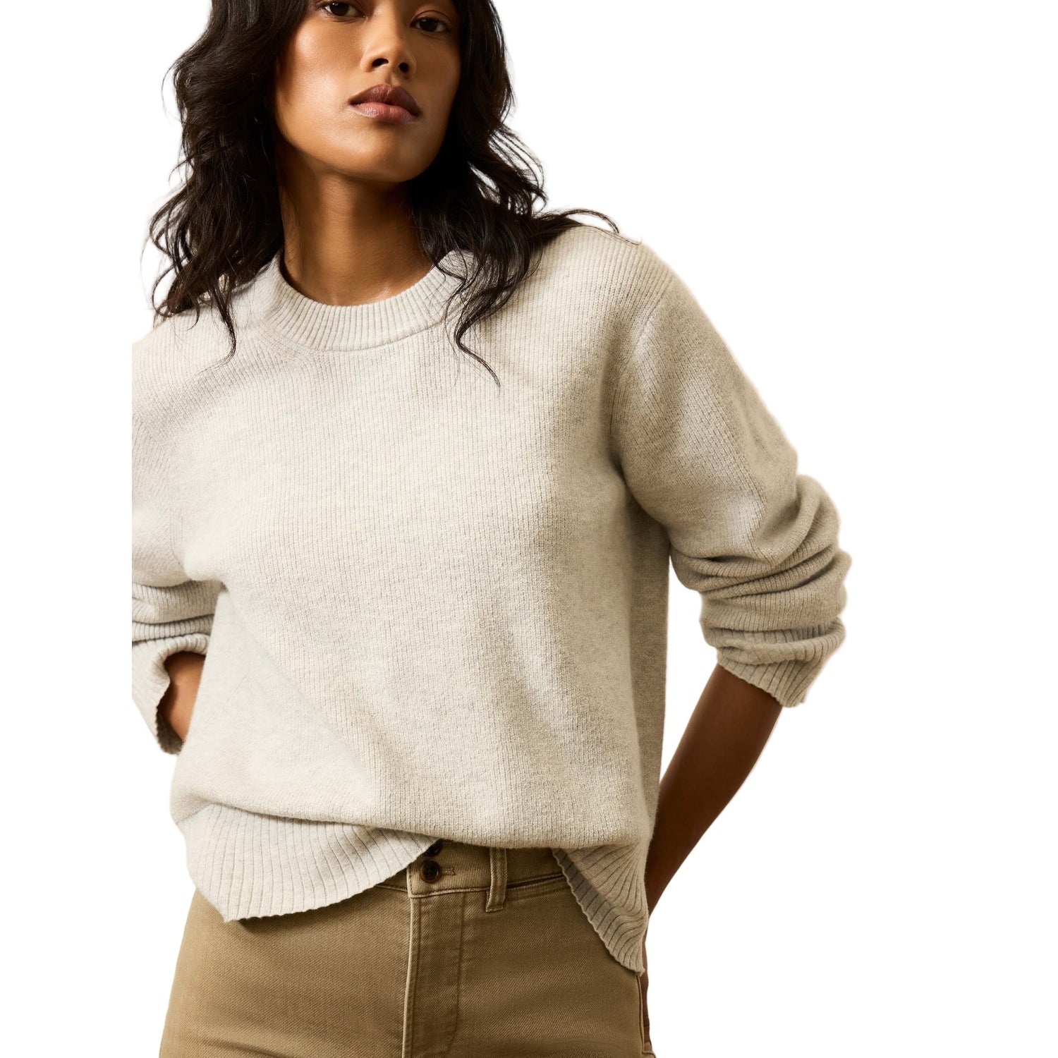 Faherty 02. WOMENS APPAREL - WOMENS HOODIES|SWEATERS - WOMENS PO SWEATERS Women's Jackson Crewneck Sweater GYH ICE GREY HEATHER