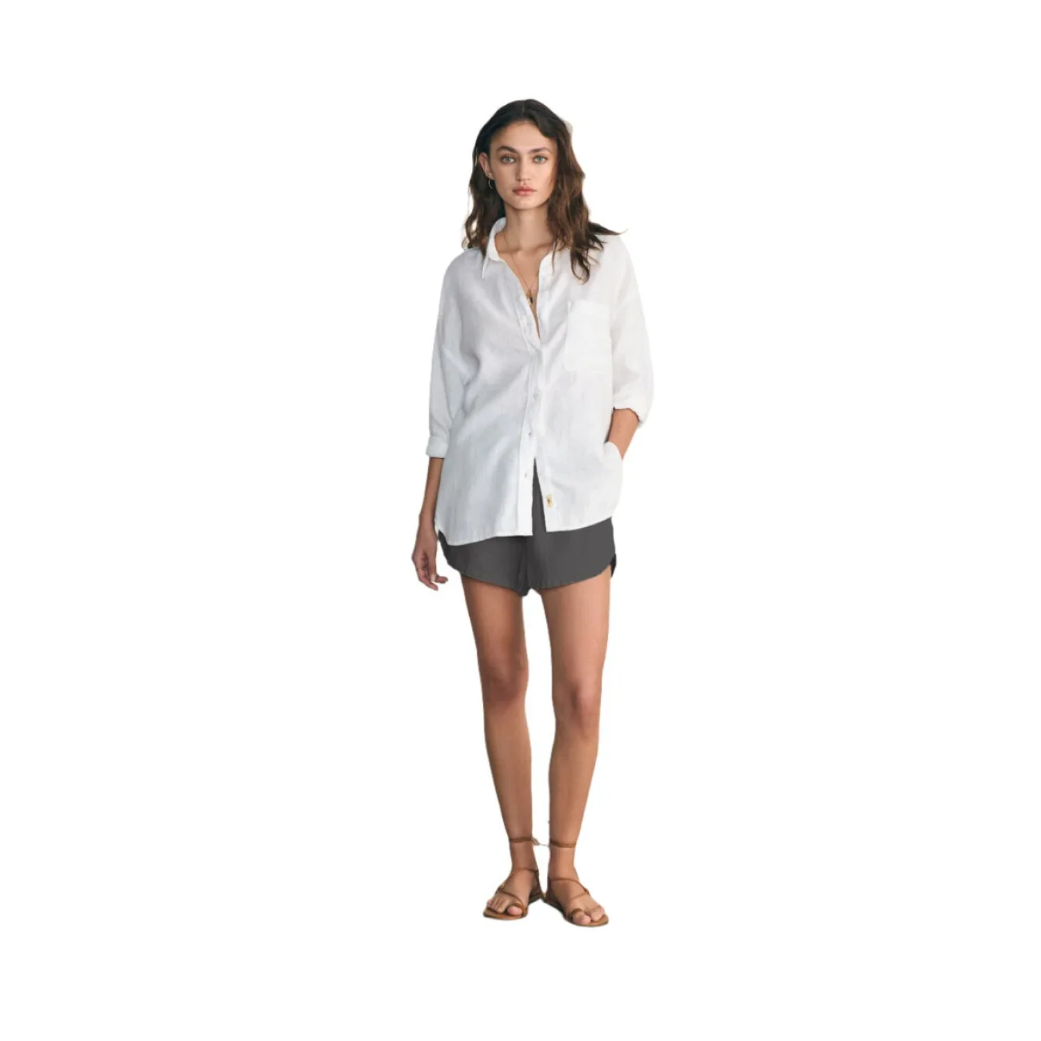 Faherty 02. WOMENS APPAREL - WOMENS LS SHIRTS - WOMENS LS CASUAL Women's Laguna Linen Relaxed Shirt WHITE