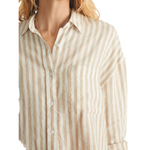 Faherty 02. WOMENS APPAREL - WOMENS LS SHIRTS - WOMENS LS CASUAL Women's Laguna Linen Relaxed Shirt TAN LUCY STRIPE