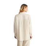 Faherty 02. WOMENS APPAREL - WOMENS LS SHIRTS - WOMENS LS CASUAL Women's Laguna Linen Relaxed Shirt TAN LUCY STRIPE