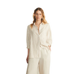 Faherty 02. WOMENS APPAREL - WOMENS LS SHIRTS - WOMENS LS CASUAL Women's Laguna Linen Relaxed Shirt TAN LUCY STRIPE