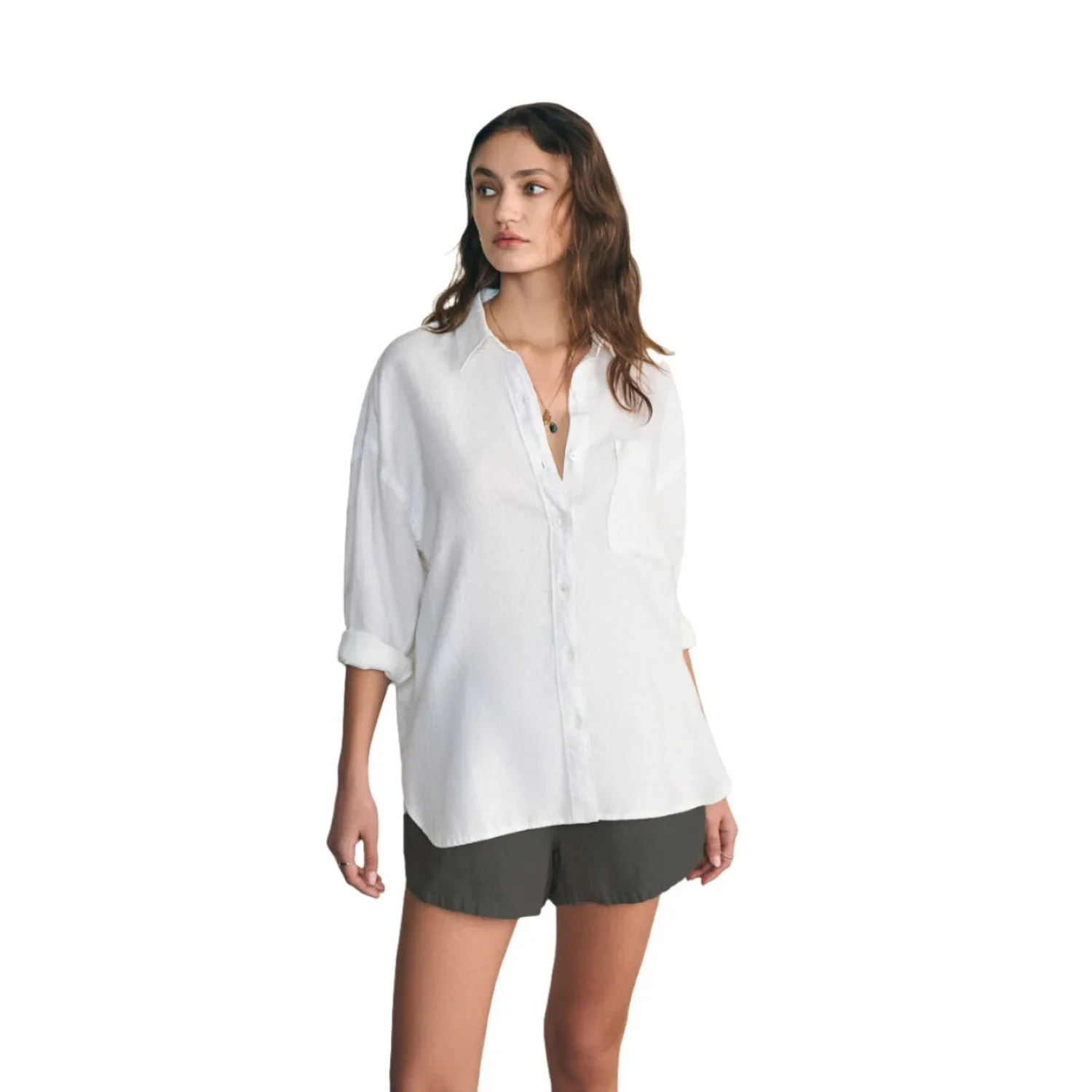 Faherty 02. WOMENS APPAREL - WOMENS LS SHIRTS - WOMENS LS CASUAL Women's Laguna Linen Relaxed Shirt WHITE