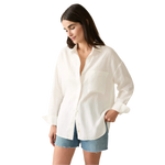 Faherty 02. WOMENS APPAREL - WOMENS LS SHIRTS - WOMENS LS CASUAL Women's Laguna Linen Relaxed Shirt WHITE