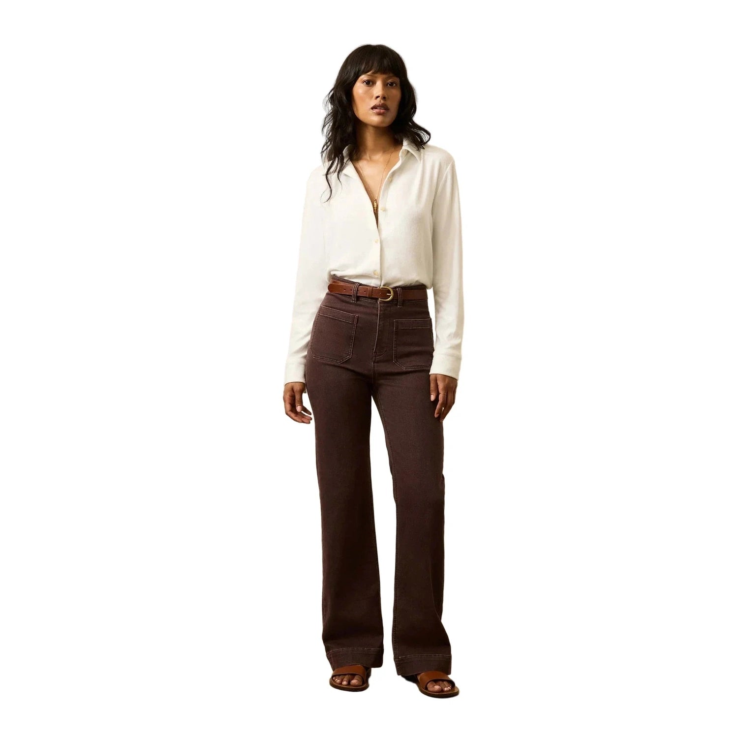 Faherty 02. WOMENS APPAREL - WOMENS PANTS - WOMENS PANTS CASUAL Women's Stretch Terry Patch Pocket Pant NBW NORTHERN BROWN