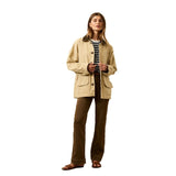 Faherty 02. WOMENS APPAREL - WOMENS JACKETS - WOMENS JACKETS CASUAL Women's Sunwashed Canvas Barn Jacket HAK SANDY KHAKI