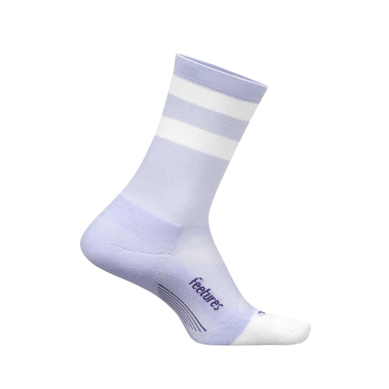 Feetures 06. SOCKS - MENS SOCKS - MENS SOCKS CREW Elite Light Cushion Mini Crew Socks LILAC HIGH TOP STRIPE