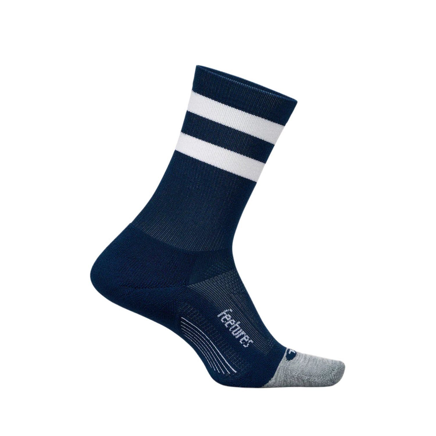Feetures 06. SOCKS - MENS SOCKS - MENS SOCKS CREW Elite Light Cushion Mini Crew Socks NAVY HIGH TOP STRIPE