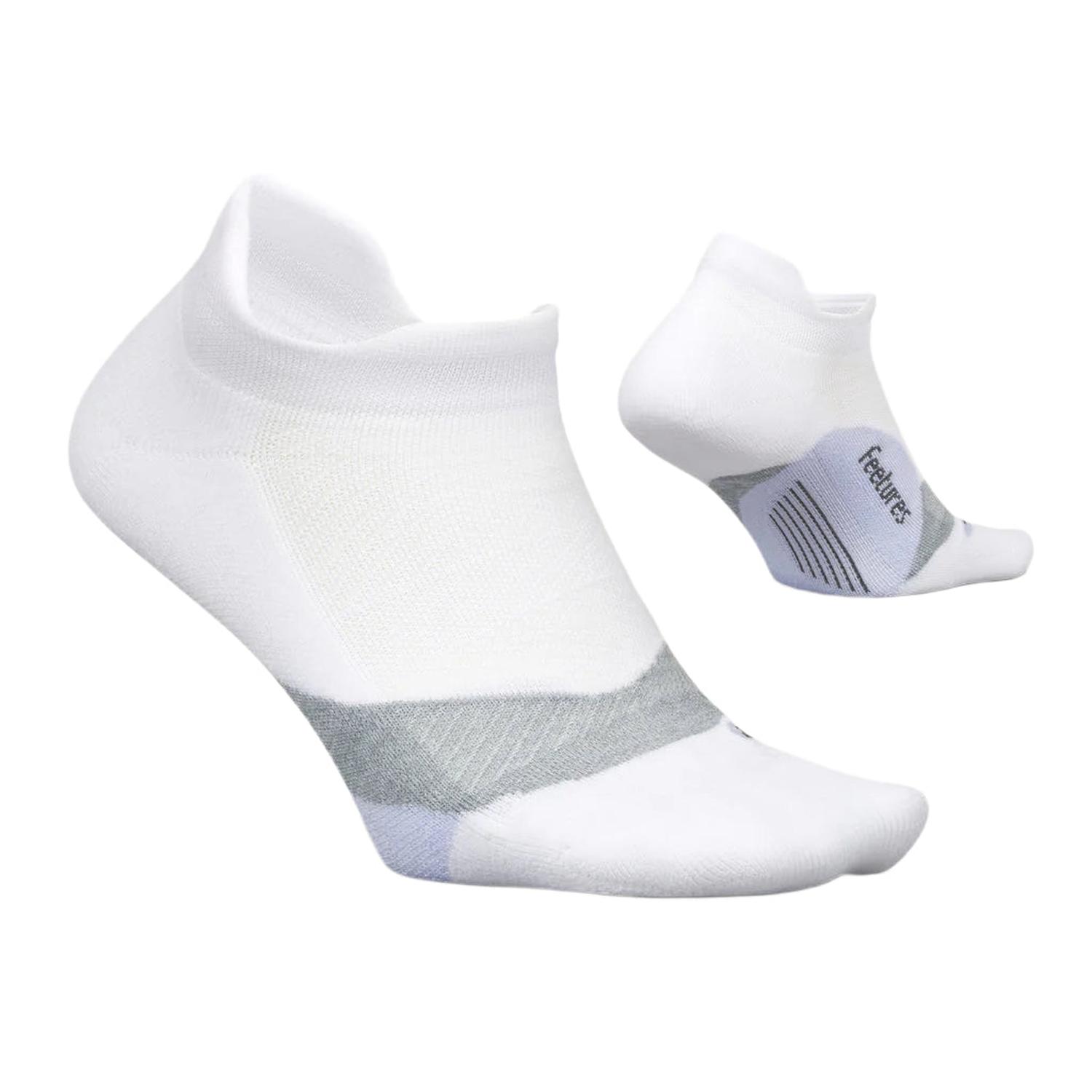 Feetures 06. SOCKS - MENS SOCKS - MENS SOCKS LOW Elite Light Cushion No Show Tab Socks WHITE LILATECH