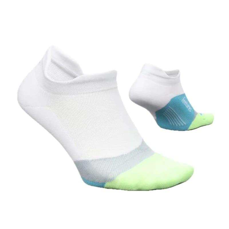Feetures 19. SOCKS Elite Light Cushion No Show Tab Socks WHITE LIME