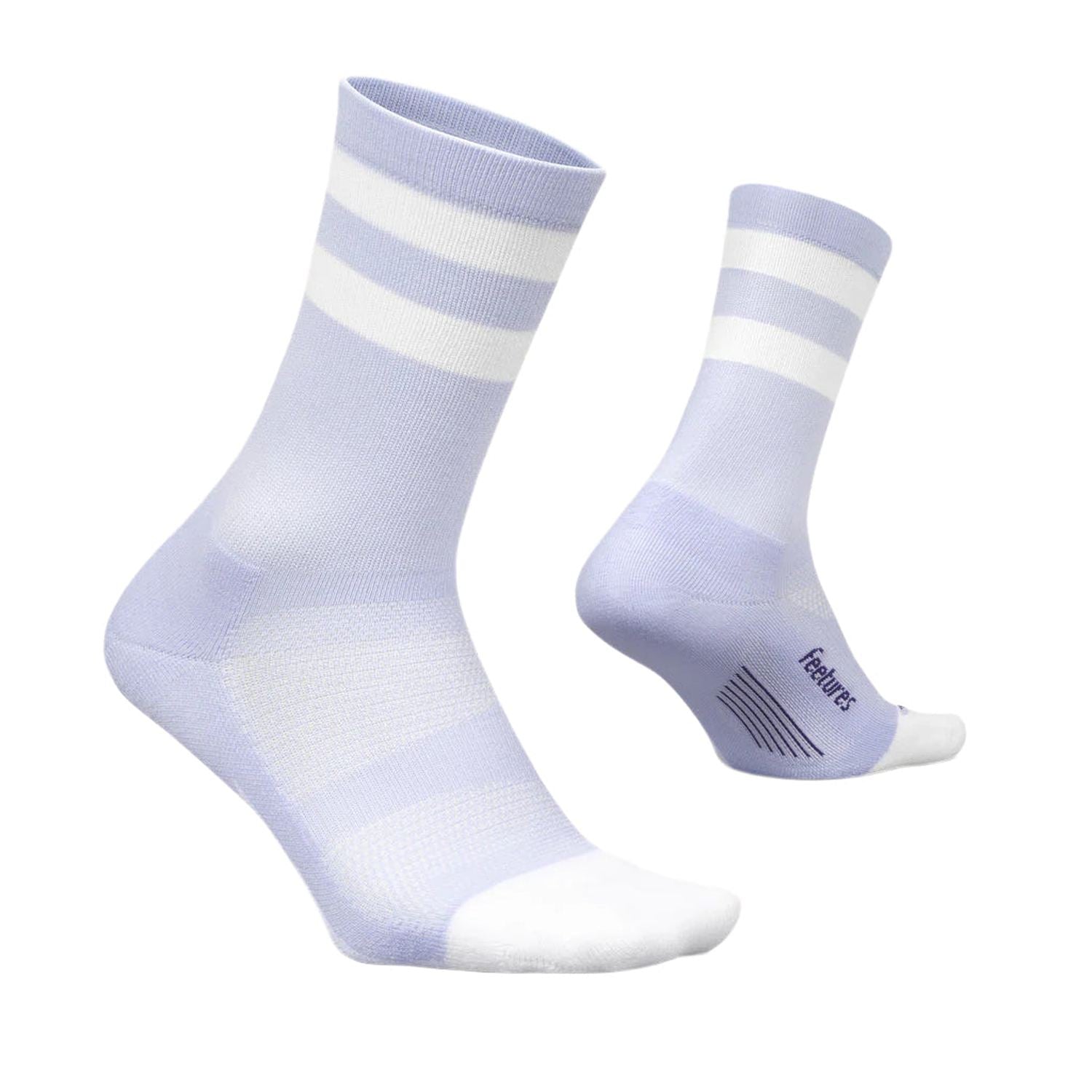 Feetures 06. SOCKS - MENS SOCKS - MENS SOCKS CREW Men's Elite Light Cushion Mini Crew Socks LILAC HIGH TOP STRIPE