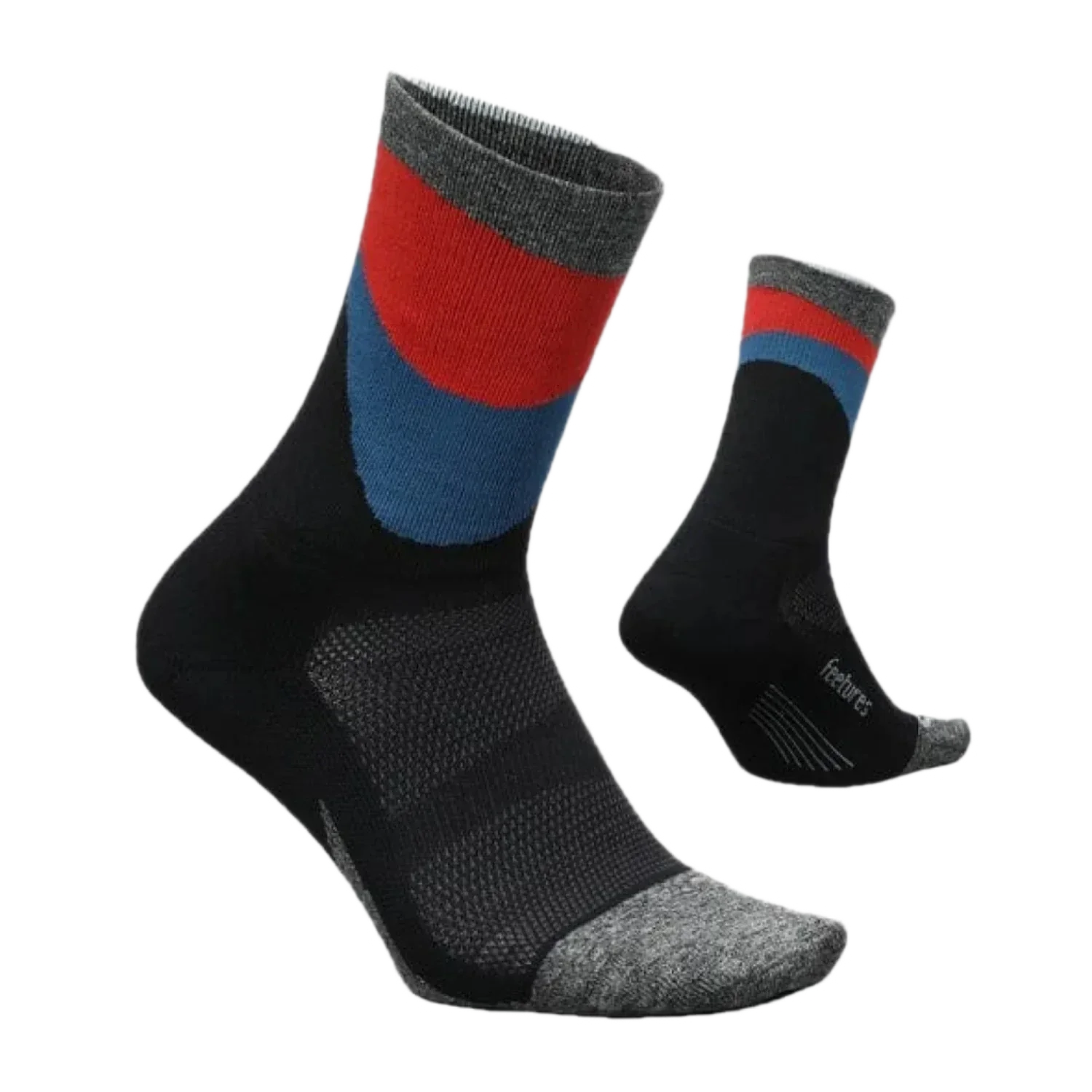 Feetures 06. SOCKS - MENS SOCKS - MENS SOCKS CREW Men's Elite Light Cushion Mini Crew Socks RETROGRADE BLACK