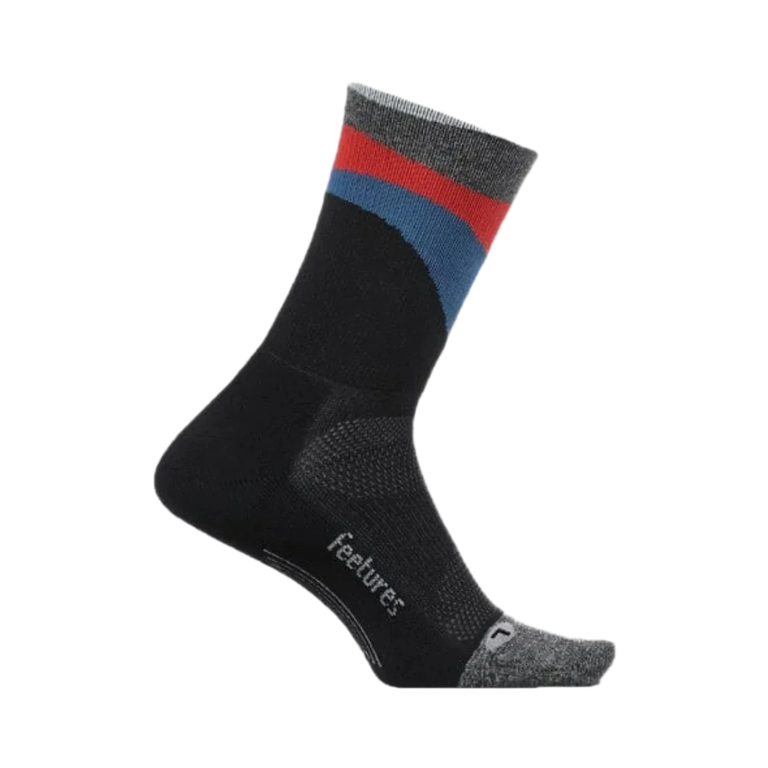 Feetures 06. SOCKS - MENS SOCKS - MENS SOCKS CREW Men's Elite Light Cushion Mini Crew Socks RETROGRADE BLACK