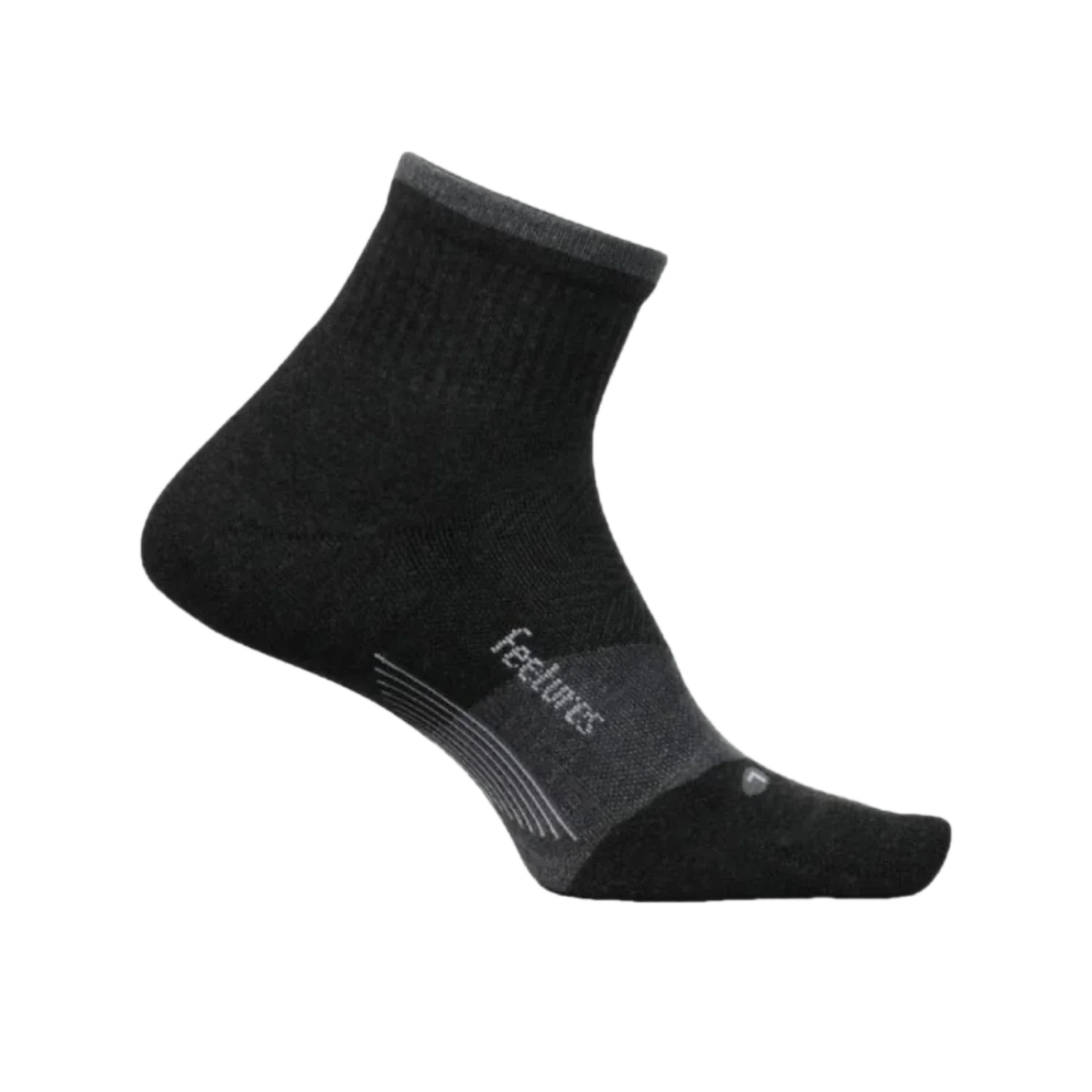 Feetures 06. SOCKS - MENS SOCKS - MENS SOCKS CREW Men's Elite Trail Max Cushion Quarter CHARCOAL