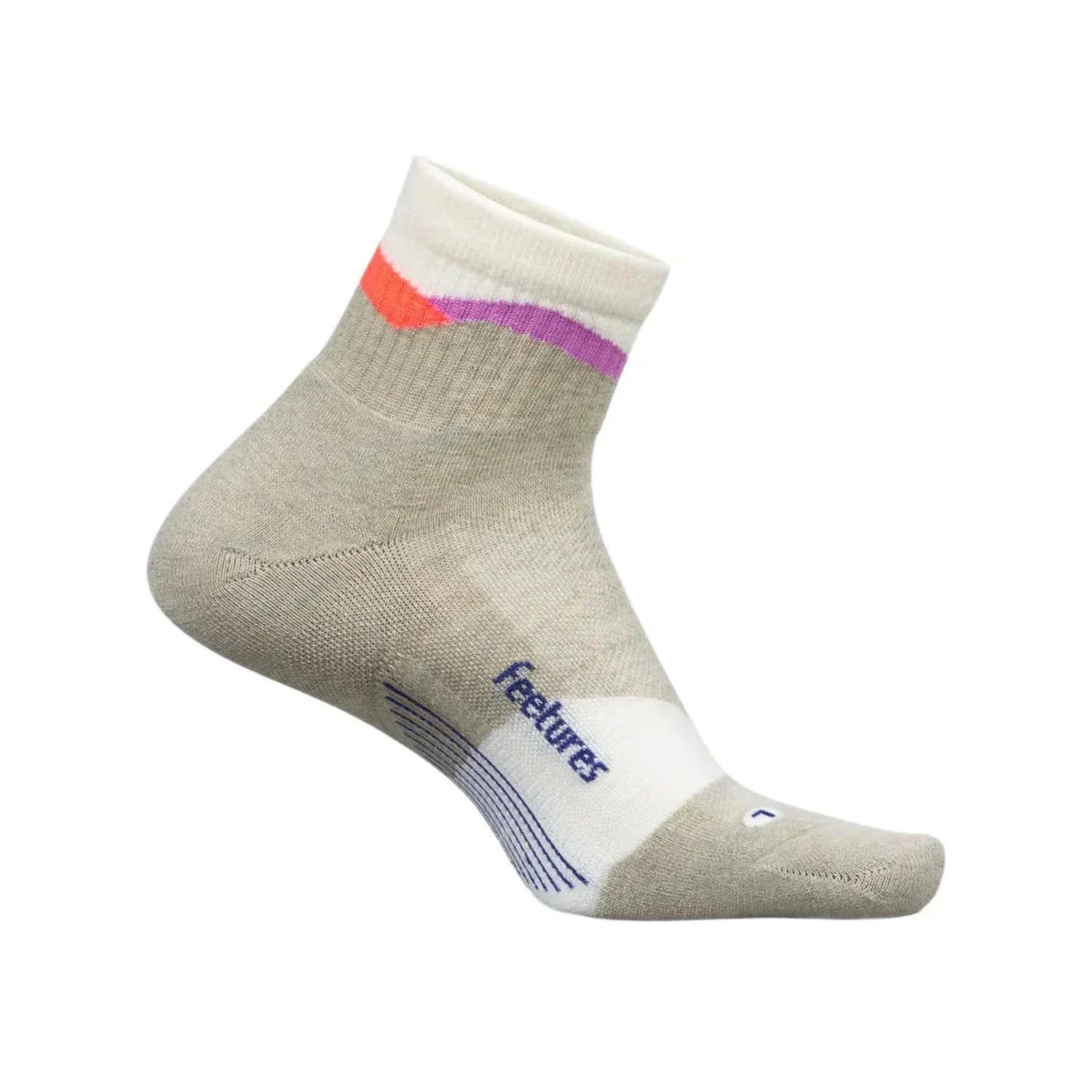 Feetures 06. SOCKS - MENS SOCKS - MENS SOCKS LOW Men's Elite Trail Max Cushion Quarter MOUNTAIN HIGH CREAM