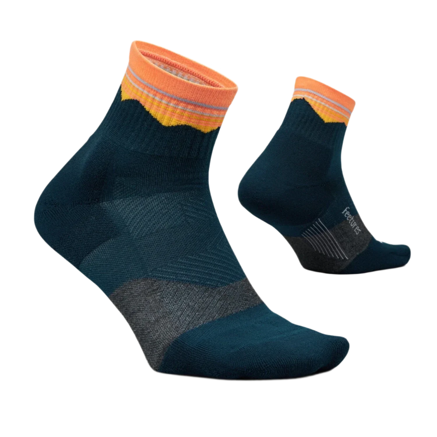 Feetures 06. SOCKS - MENS SOCKS - MENS SOCKS CREW Men's Elite Trail Max Cushion Quarter Socks BLUE RIDGE NAVY