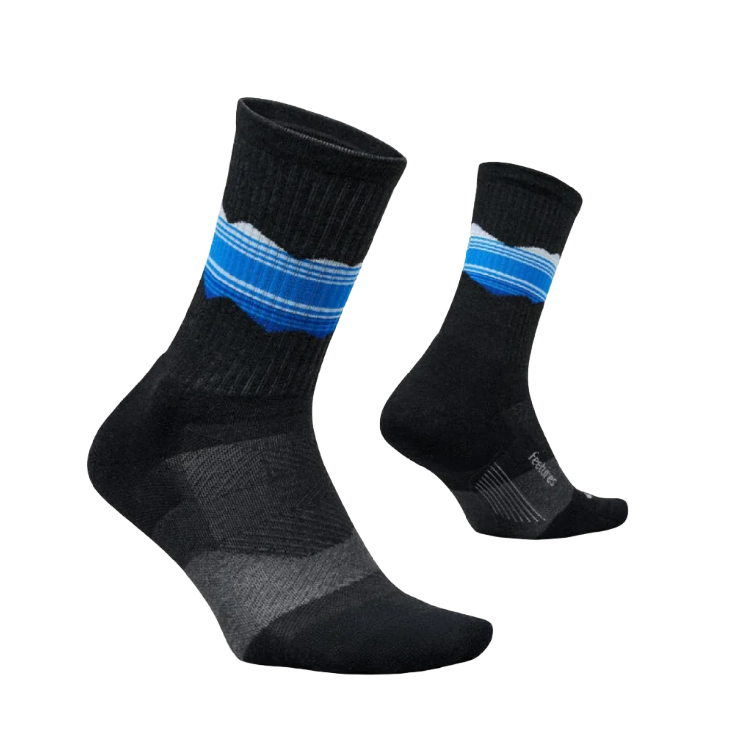 Feetures 06. SOCKS - MENS SOCKS - MENS SOCKS LOW Men's Trail Mini Crew Max Cushion Sock BLUE RIDGE CHARCOAL