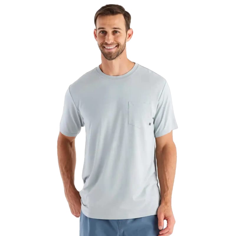 Free Fly Apparel 01. MENS APPAREL - MENS SS SHIRTS - MENS SS ACTIVE Men's Bamboo Flex Pocket Tee HEATHER ASPEN GREY