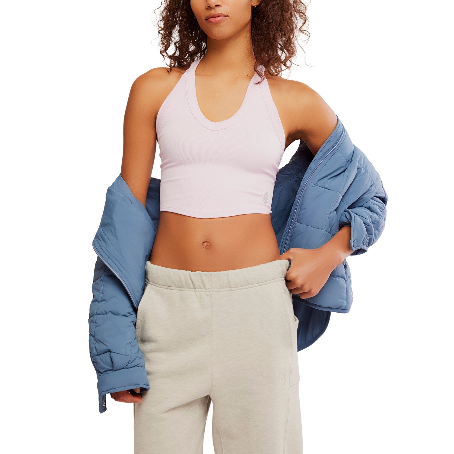 FP Movement 02. WOMENS APPAREL - WOMENS SS SHIRTS - WOMENS TANK CASUAL Women's All Clear V Neck Cami 6607 POWDER PINK