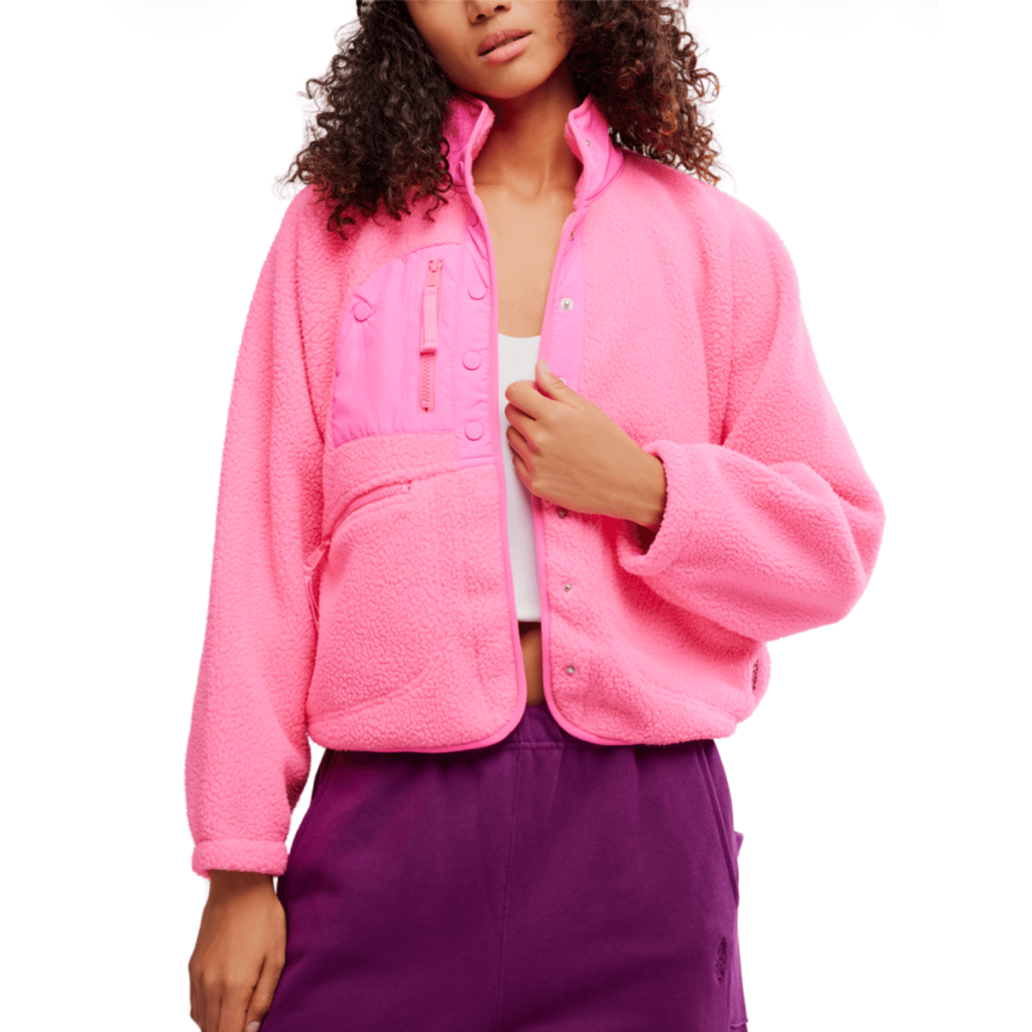 FP Movement 02. WOMENS APPAREL - WOMENS JACKETS - WOMENS JACKETS FLEECE Women's Hit The Slopes Fleece Jacket 6604 HOT PINK