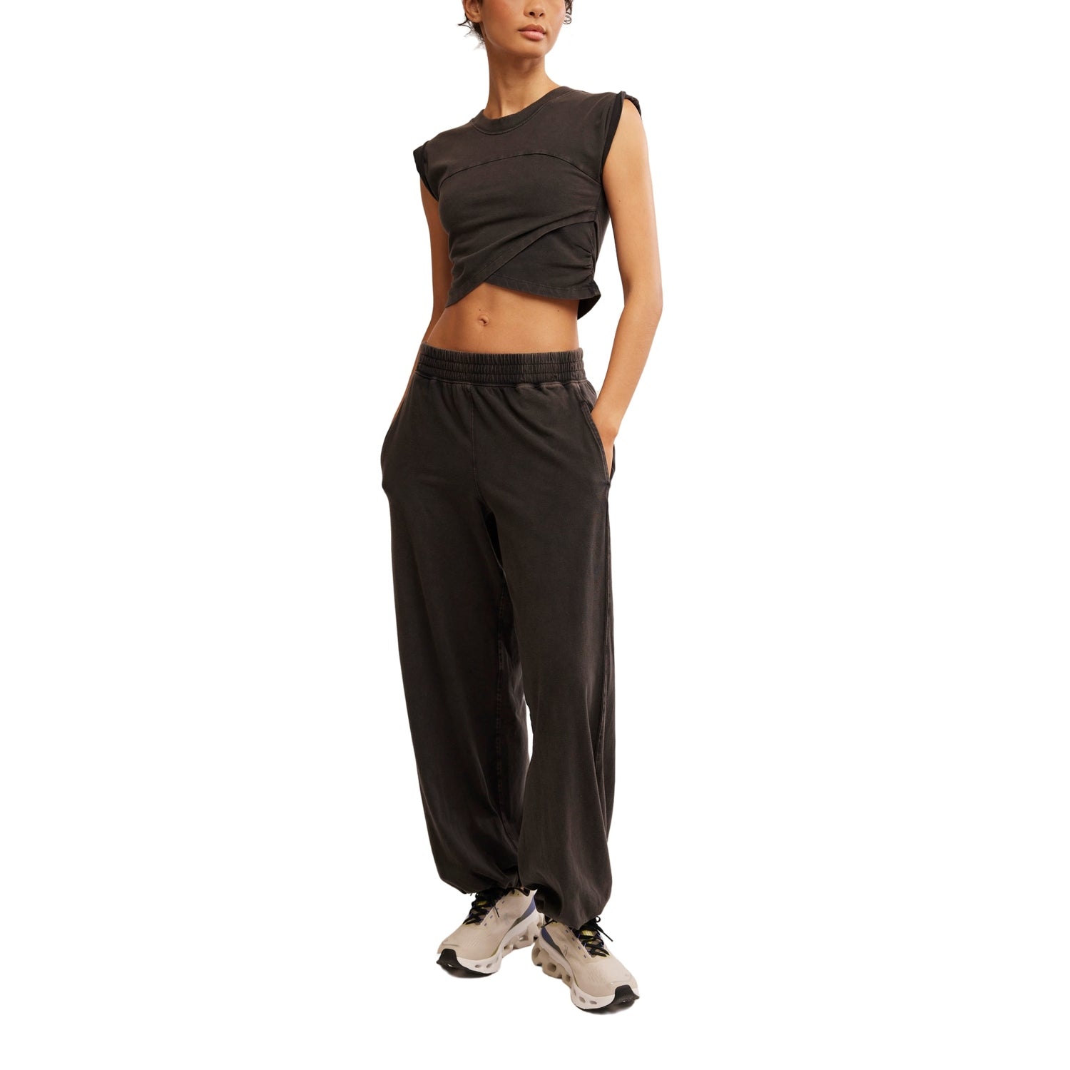 FP Movement 02. WOMENS APPAREL - WOMENS DRESS|SKIRT - WOMENS JUMPERS Women's Hot Shot Crossover Set 0010 BLACK