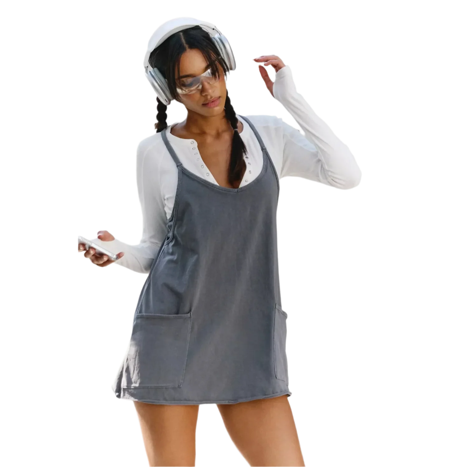 FP Movement 02. WOMENS APPAREL - WOMENS DRESS|SKIRT - WOMENS DRESS ACTIVE Women's Hot Shot Mini Dress 0052 GUNMETAL