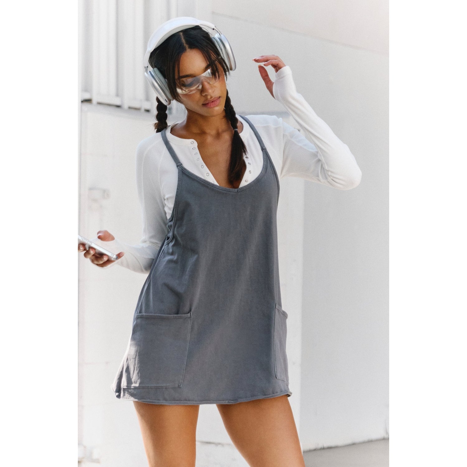 FP Movement 02. WOMENS APPAREL - WOMENS DRESS|SKIRT - WOMENS DRESS ACTIVE Women's Hot Shot Mini Dress 0052 GUNMETAL